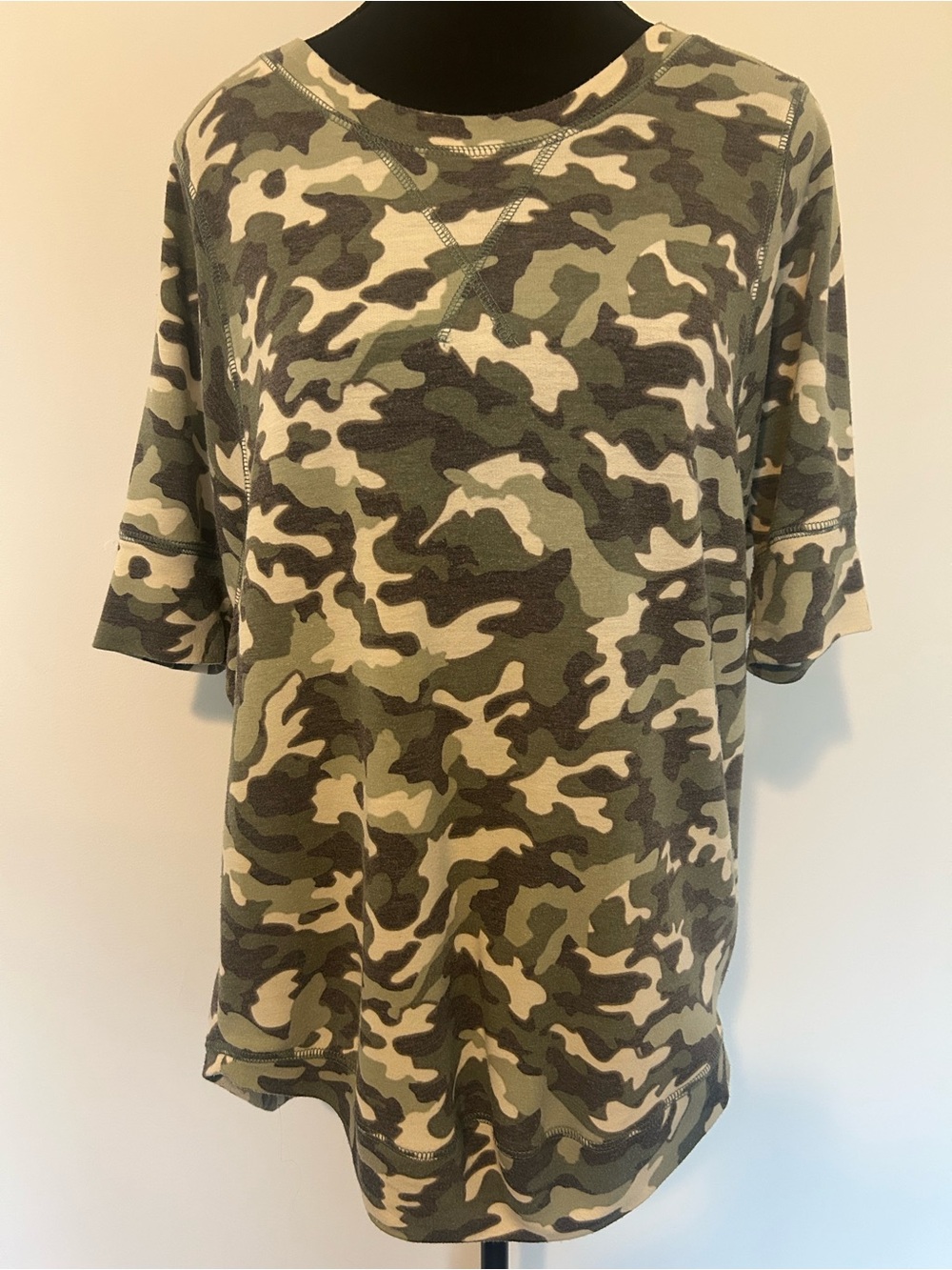 Freeloader Green and Tan Camo Short Sleeve Sweatshirt